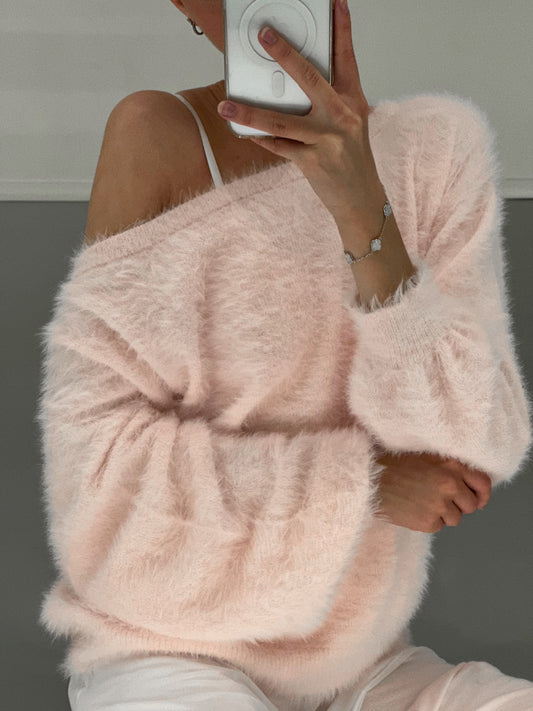 Fluffy Off-shoulder Knit