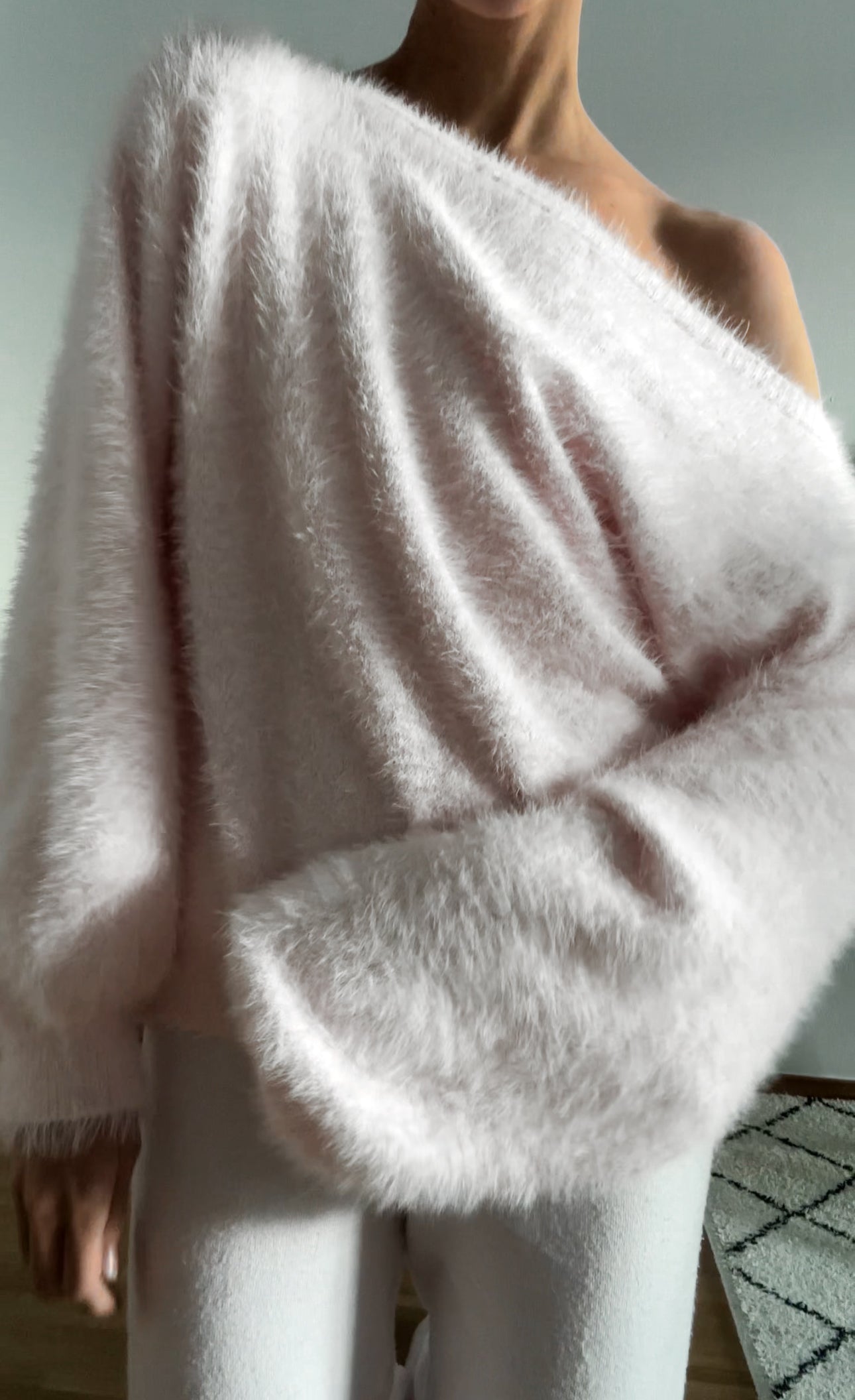 Fluffy Off-shoulder Knit
